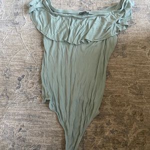 turquoise off shoulder body suit